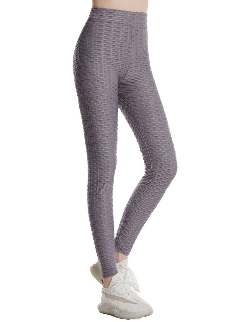Loquat Women's Solid Color Super Strech Textured Leggings Yoga Pants Grey  - Image 2