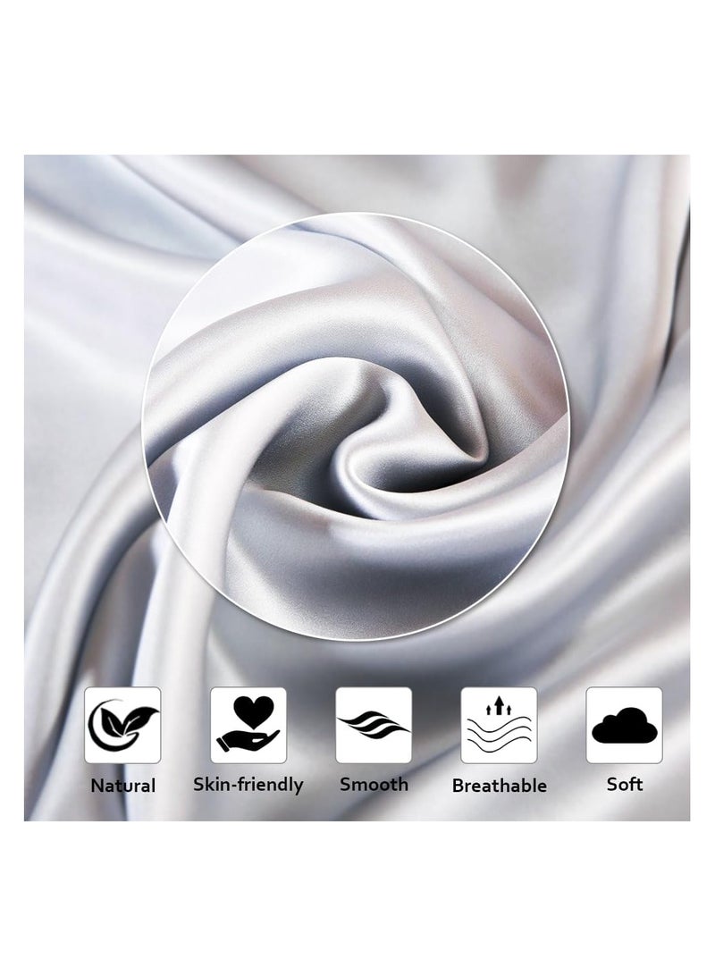 Ravmix Silk Pillow Cases with Zipper, 21momme Mulberry Silk Pillowcase for Hair Skin Health, Soft Smooth Breathable Cool Pillow Cover for Beauty Sleep with Gift Box 1PC(Queen 20"x30", Silver Grey) - Image 2