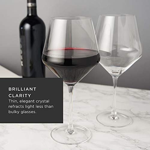 Viski Raye Angled Burgundy Wine Glasses, Crystal Clear Red Wine Glasses for Wedding, Anniversary, Birthday Gifts for Women and Men, Home Bar, Elegant Glassware, 21 oz, Set of 2 - Image 2