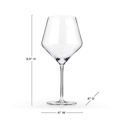Viski Raye Angled Burgundy Wine Glasses, Crystal Clear Red Wine Glasses for Wedding, Anniversary, Birthday Gifts for Women and Men, Home Bar, Elegant Glassware, 21 oz, Set of 2 - Image 5