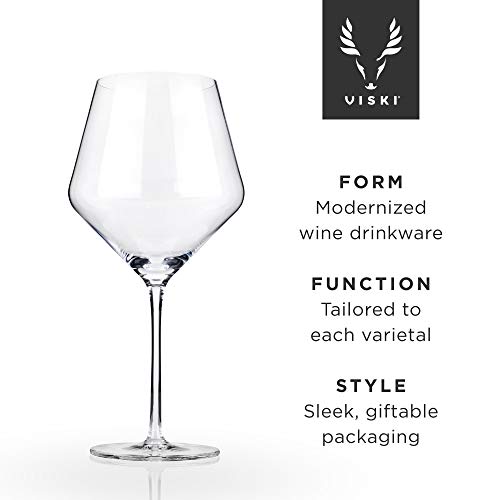 Viski Raye Angled Burgundy Wine Glasses, Crystal Clear Red Wine Glasses for Wedding, Anniversary, Birthday Gifts for Women and Men, Home Bar, Elegant Glassware, 21 oz, Set of 2 - Image 3