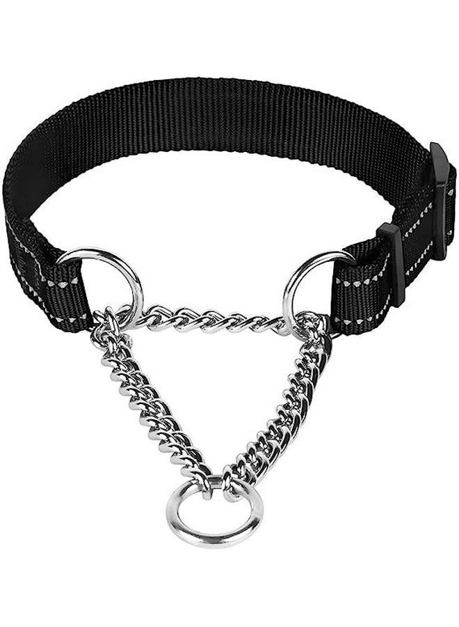 طوق عاكس فائق النعومة للكلاب مع جرس - طوق عاكس من النايلون مارتينجال قابل للتعديل من 16 إلى 24 بوصة للكلاب الصغيرة والمتوسطة الحجم (أسود) - Image 2