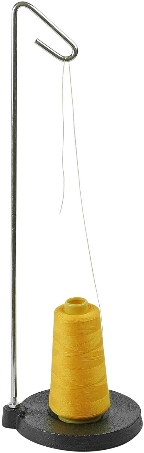 حامل خيوط مخروطية مفردة قائم بذاته من الحديد الزهر لحامل الخيوط يناسب الخياطة والتطريز والسرجر