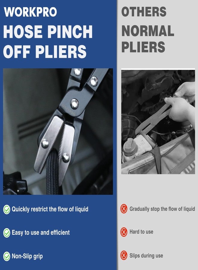 ووركبرو كماشة WORKPRO لربط الخراطيم بسقاطة مقاس 10 بوصات، كماشة قفل لربط الخراطيم لخطوط خراطيم السيارات، وخطوط الرادياتير، وخطوط الوقود، وخطوط سائل التبريد - Image 4
