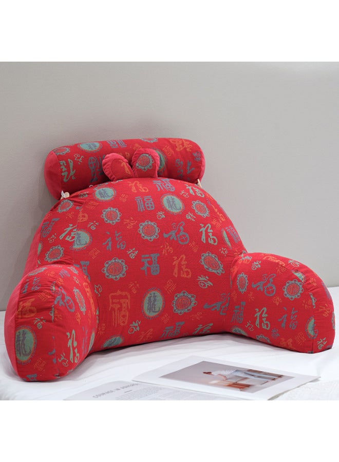 Three-layer Yarn Bedside Soft Bag Large Backrest Pillow Cushion Pillow Girls' Sleeping Sofa Waist Pillow Dormitory Bed-Color:Red Lumbar Support-Height:60* 35cm 0.8 - Image 1
