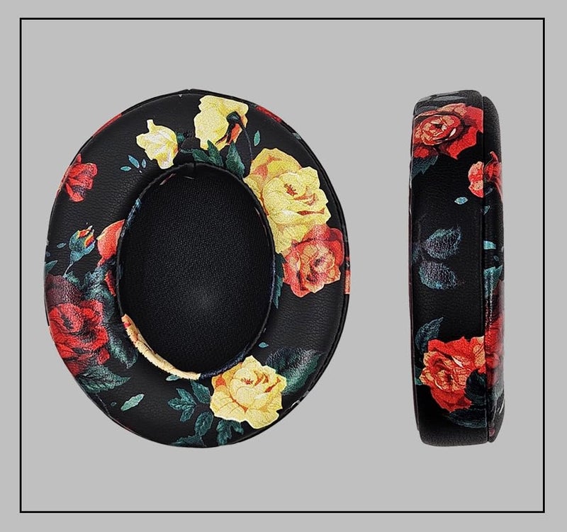 cipher.v Replacement Ear Cushion Pads Cover Compatible with Beats Studio 2.0 and Studio 3.0 Over Ear Headphones only by Dr.DRE-1 Pair(Floral Black) - Image 5