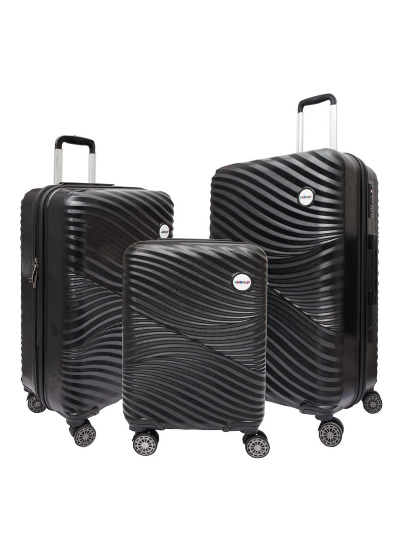 Biggdesign 3-Piece Luggage Set (20"- 24"- 28"), High-Resistant and Durable ABS Material, 360° Swivel Silicone Wheels, Special Lock System, Travel Trolley Set - Black - Image 1