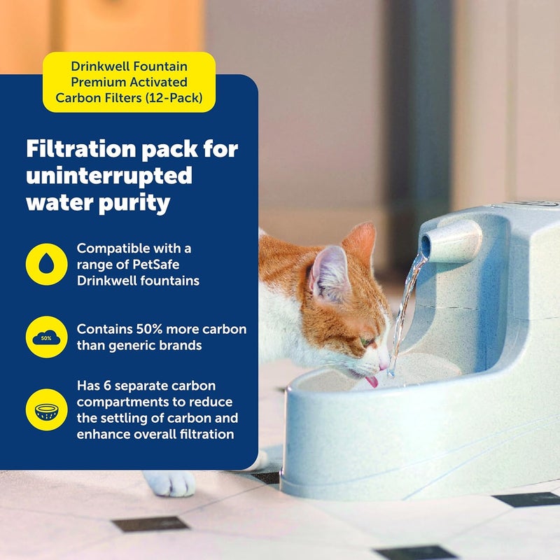 PetSafe Drinkwell Fountain Premium Activated Carbon Filters - Better Hydration Choice - Long-Lasting Purity - Odor-Free Drinking - Water Purification Filter - 12 Pack - Image 2