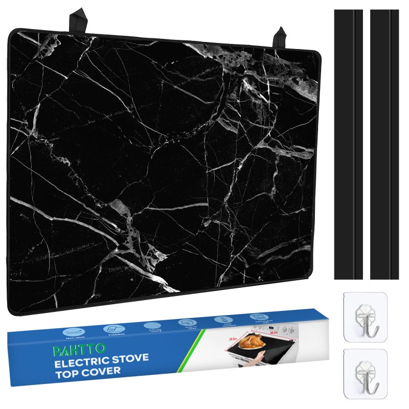 Stove Top Cover for Electric Stove 285x 205 Heat Resistant Glass Stove Top Cover Cooktop Protector for GlassCeramic Stoves Dishwasher Safe Natural Rubber Black Marble