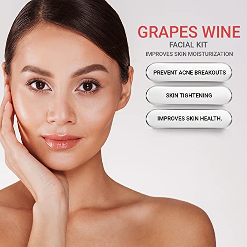 Herbal Tree Grape Wine Facial Kit for Anti Aging, Glowing Skin, Improve Firmness, Reduce Fine Lines & Wrinkles Elasticity Replenish Moisture | Women & Men (525 gm + 5 ml) - Image 2