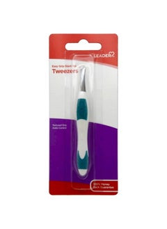 Leader Eader Tweezers Slant Tip Precision Easy Grip Nonslip Rubber Stainless Steel Great Precision For Eyebrows Facial Hair Splinter And Ingrown Hair Removal  - Image 1