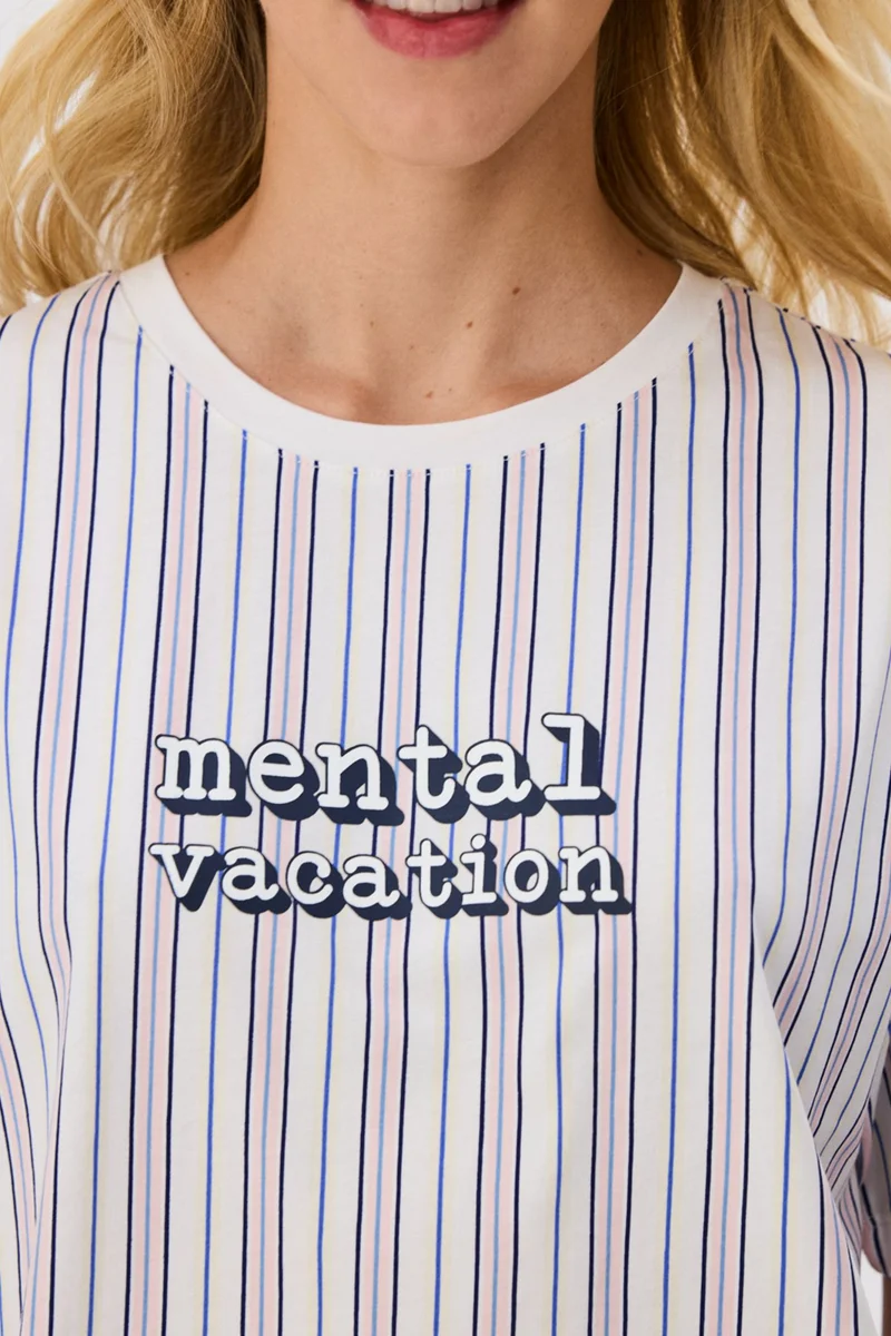بنتي PENTI Vacation Striped Short Sleeve Pajama Set