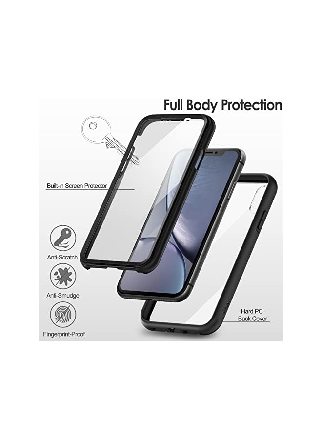 جي تيك حالة لجهاز iPhone XR 6.1 بوصة مع واقي شاشة مضاد للخلع ، وغطاء الهاتف الوعرة بزاوية 360 درجة كاملة (أسود) - Image 2