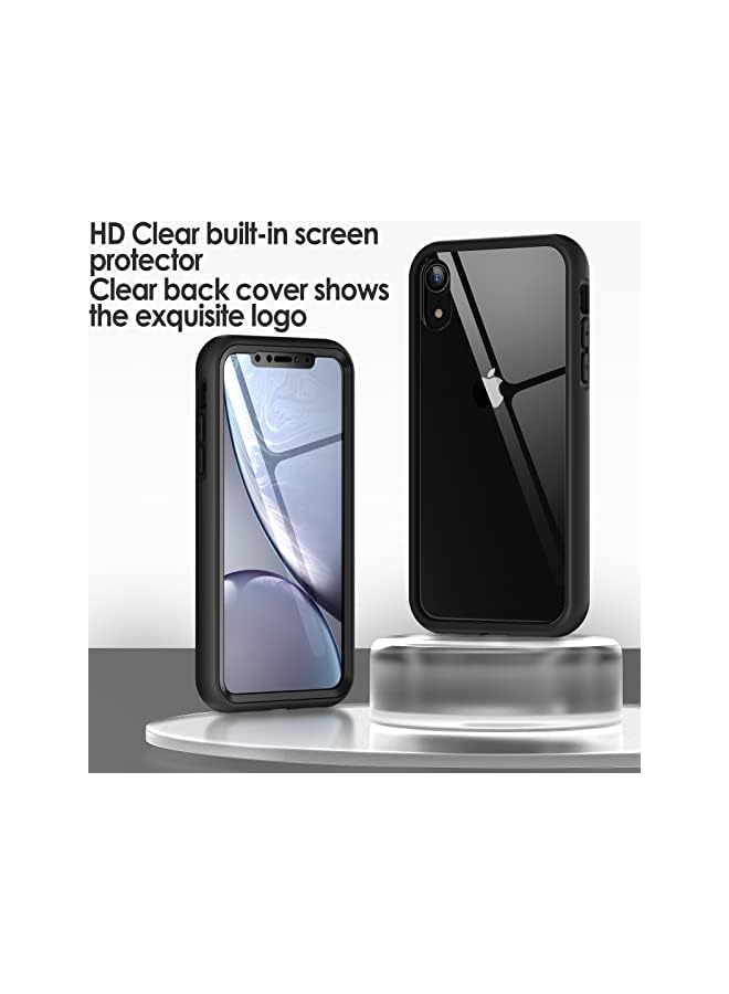 جي تيك حالة لجهاز iPhone XR 6.1 بوصة مع واقي شاشة مضاد للخلع ، وغطاء الهاتف الوعرة بزاوية 360 درجة كاملة (أسود) - Image 3