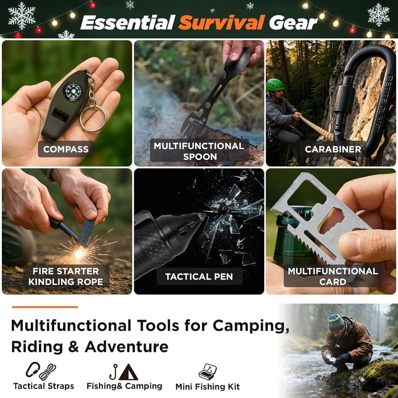 Pankay Survival Kit Advent Calendar 2025 Adult Men, Advent Calendar 2025 Adults Men Teen Boys with Emergency Survival Gear Tools Fishing Kit 24 Days Christmas Countdown Calendars Xmas Gifts for Adventure - Image 4