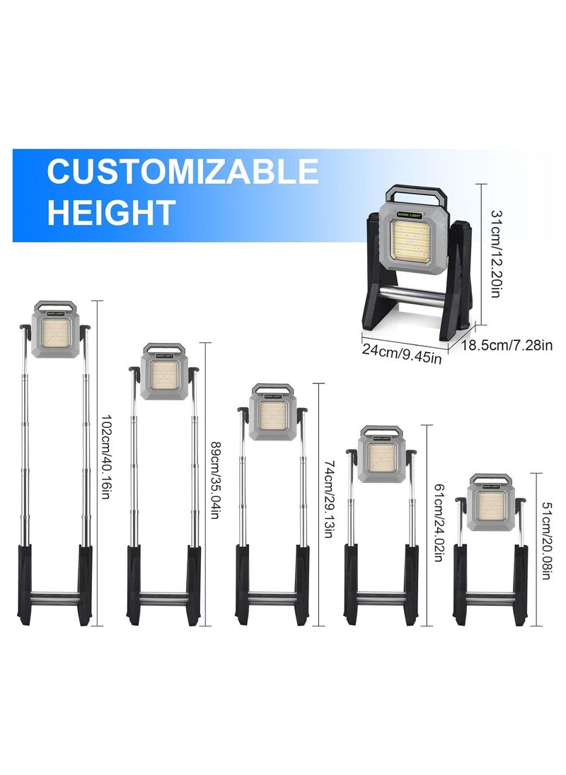 Generic LED Work Light with Stand,Cordless Work Light, Job Site Lighting for Building Outdoor Emergency Car Repairing  - Image 5