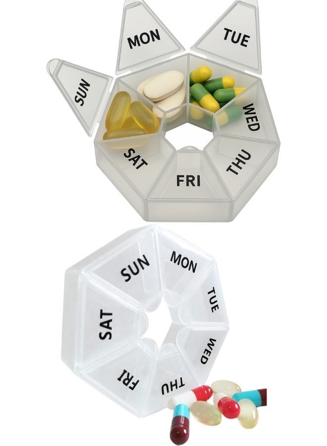 Weekly Pill Box 2-Pack – Portable Organizer for Vitamins, Supplements, Pills & Fish Oil – Seven-Day Medicine Storage, Easy Access, Ideal for Home & Travel - Image 1