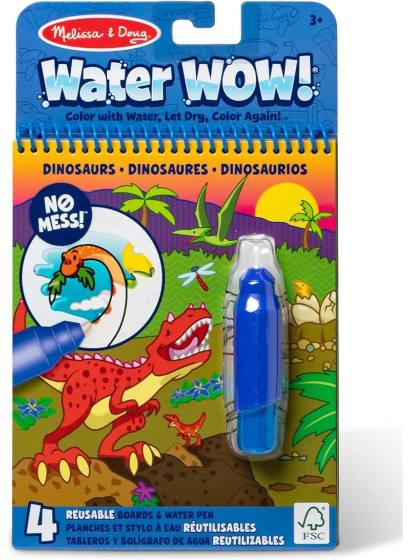Melissa & Doug Water WOW! Reusable Water Coloring Book – Melissa & Doug Dinosaurs Theme with Water Pen - Image 1