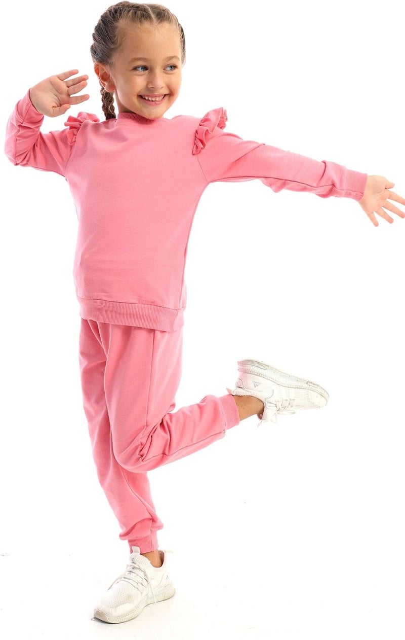 Zepkids Girls' Ruffle Detailed Shoulder Two Piece Set 3-12 Years Old  - Image 1
