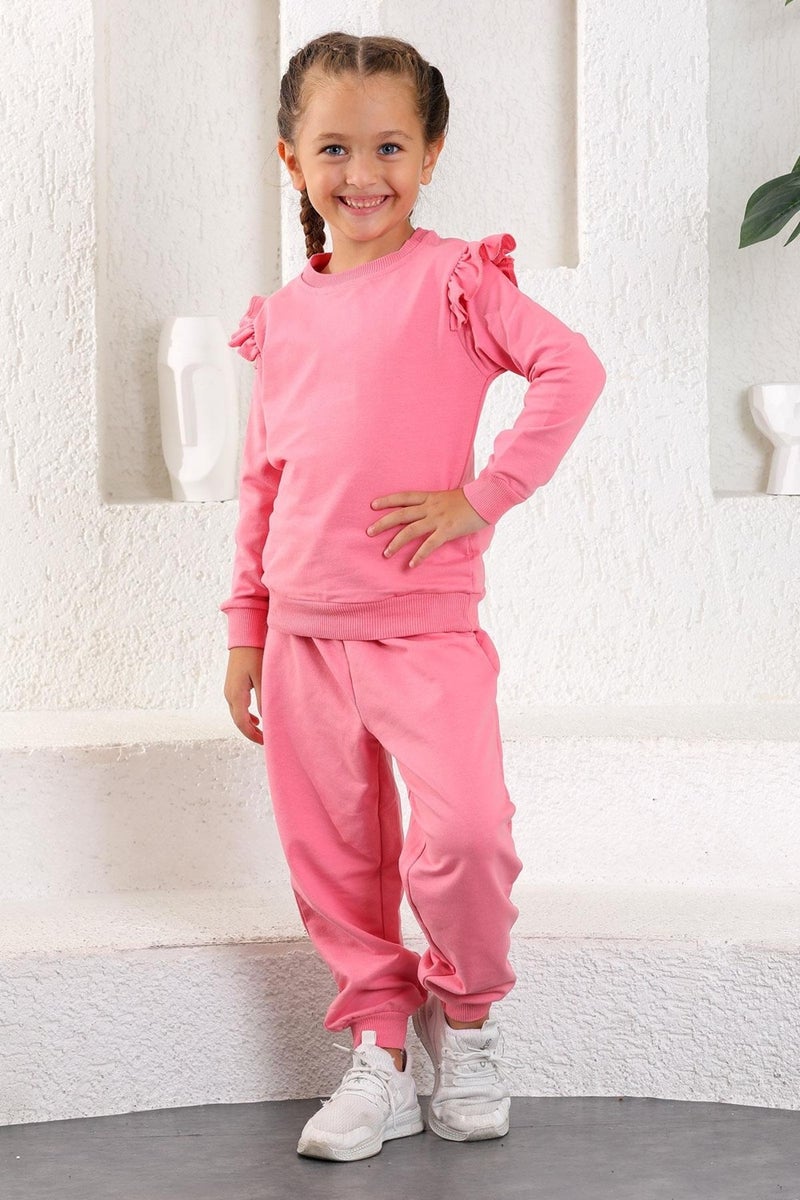 Zepkids Girls' Ruffle Detailed Shoulder Two Piece Set 3-12 Years Old  - Image 2