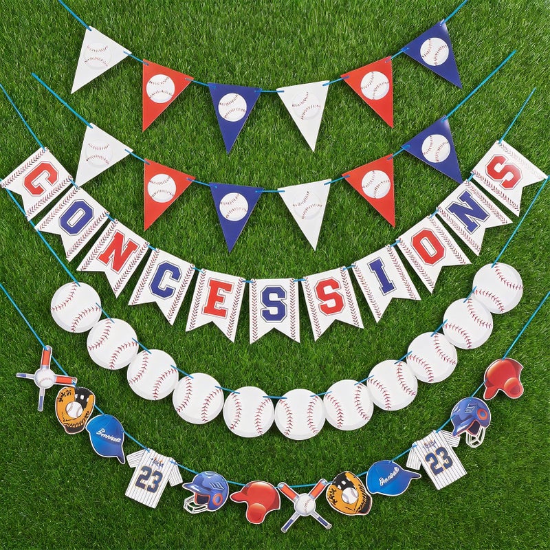 Homarkable PreStrung Baseball Party Decorations with Concessions Banner Sports Themed Birthday Supplies Triangle Bunting Pennant Flag - Image 2