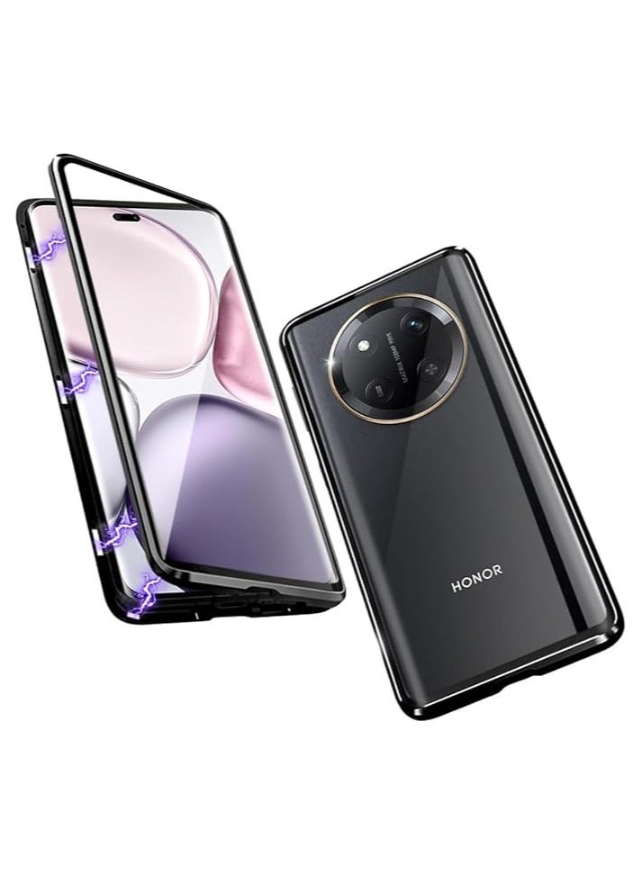 general Case Compatible with Honor X9c 5G/Honor X60 Pro, Magnetic Body Metal Frame Double Sided Clear Tempered Glass Cover with Camera Protection - Image 1