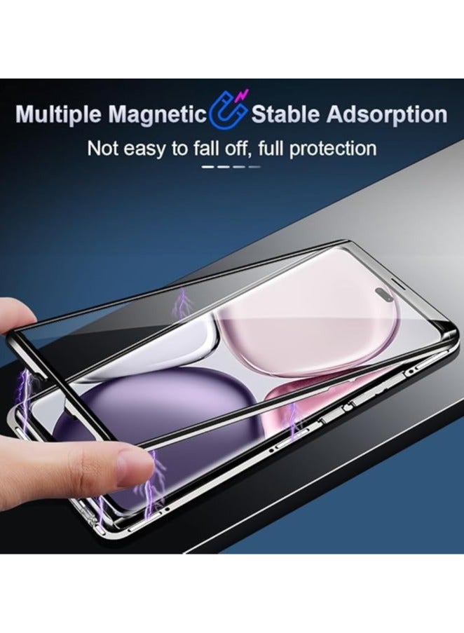 general Case Compatible with Honor X9c 5G/Honor X60 Pro, Magnetic Body Metal Frame Double Sided Clear Tempered Glass Cover with Camera Protection - Image 2