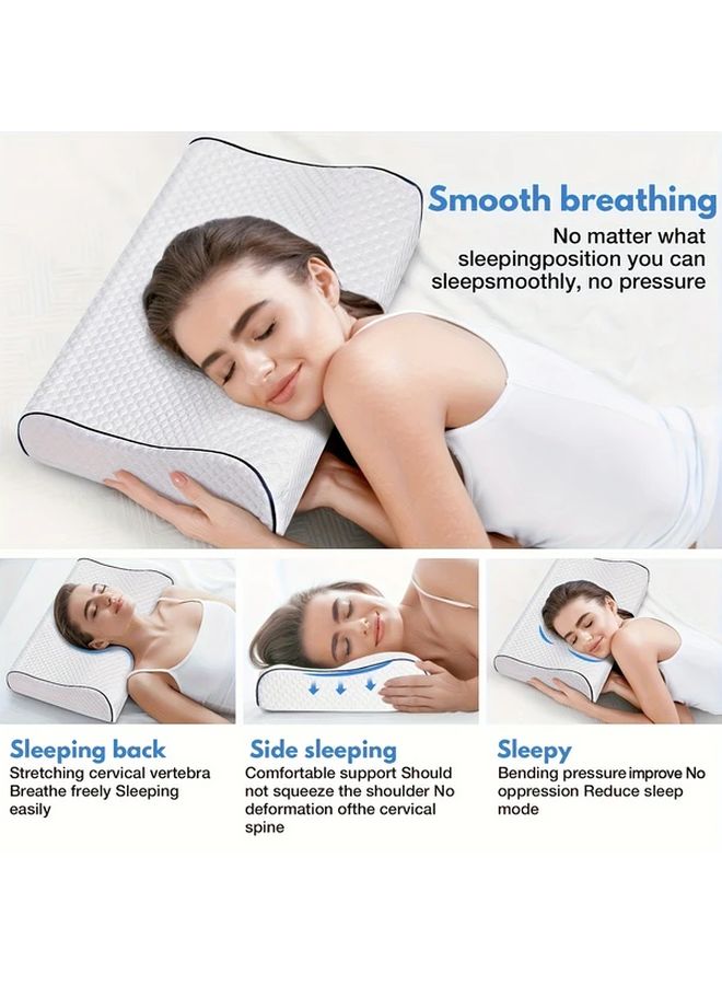 White Memory Foam Neck Pillow For Sleep Cervical Relaxation Shoulder Support - Image 2