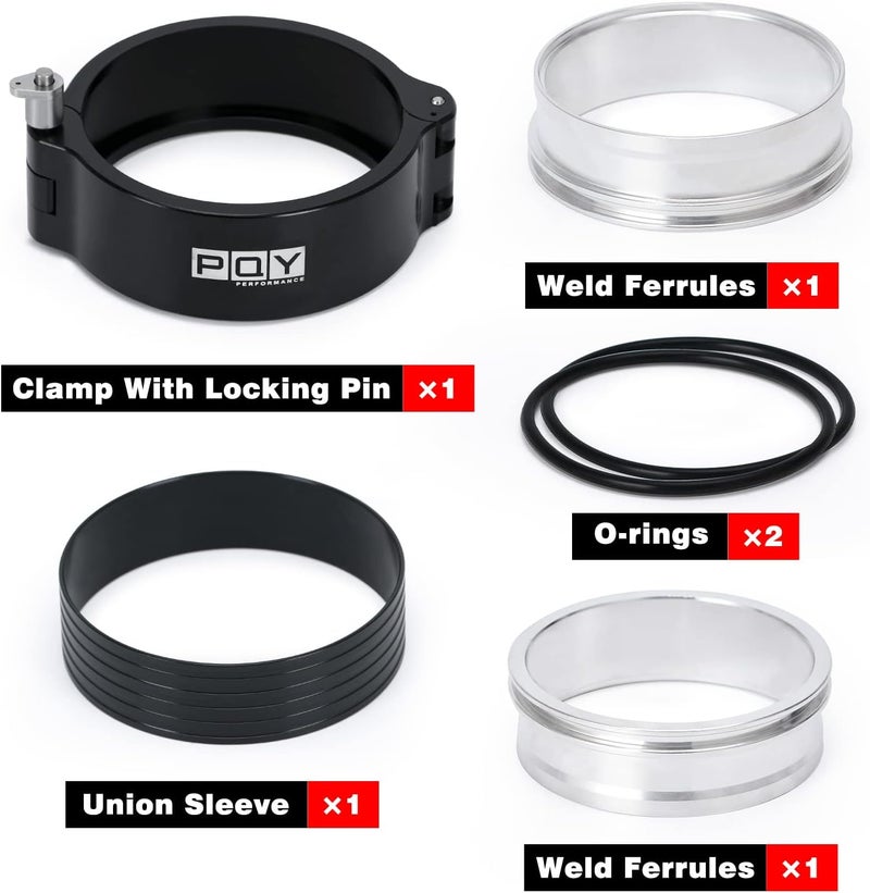 pqy 2.75 Inch Quick Release V Band Clamp with Flange Aluminum Quick Connect Intake Intercooler Pipe HD Clamp - Image 2