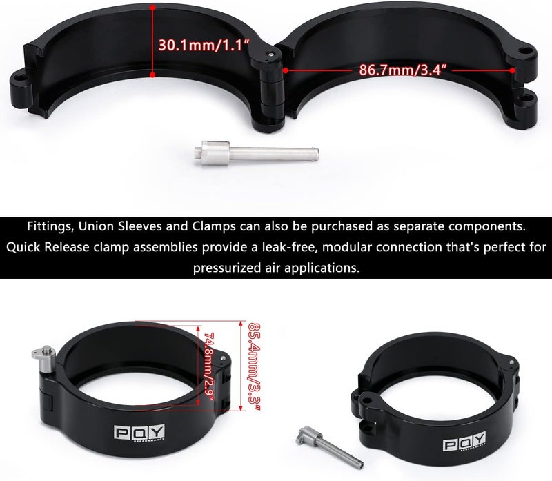 pqy 2.75 Inch Quick Release V Band Clamp with Flange Aluminum Quick Connect Intake Intercooler Pipe HD Clamp - Image 4