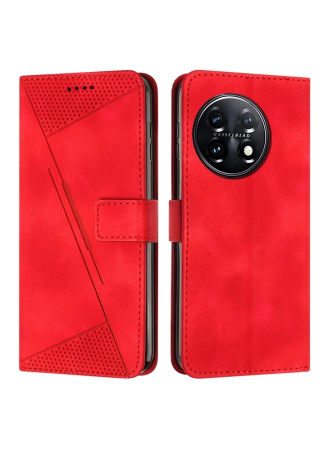 Case Cover For For OnePlus 11 Dream Triangle Leather Phone Case with Lanyard(Red)
