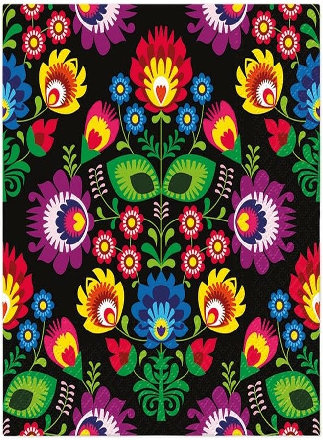 Importer AM AM Décor - 20 Count Soft 3-Ply Tissue Decoupage Luncheon Paper Napkins -13" x 13" (Unfolded) Polish Folk Black - Image 1
