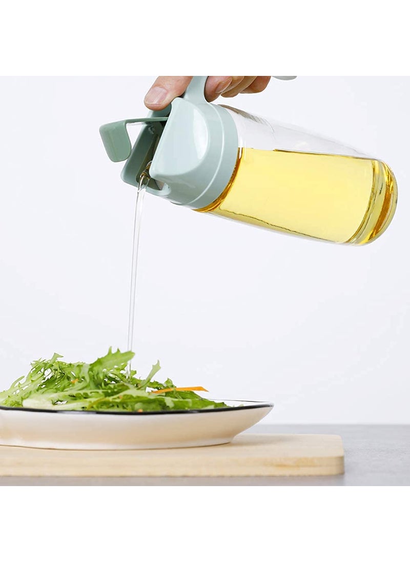 Wrixty Auto Flip Olive Oil Glass Bottle Leak Proof Condiment Container with Automatic Cap and Stopper Glass Bottles for Kitchen Cooking Transparent 600 ml Set of 1