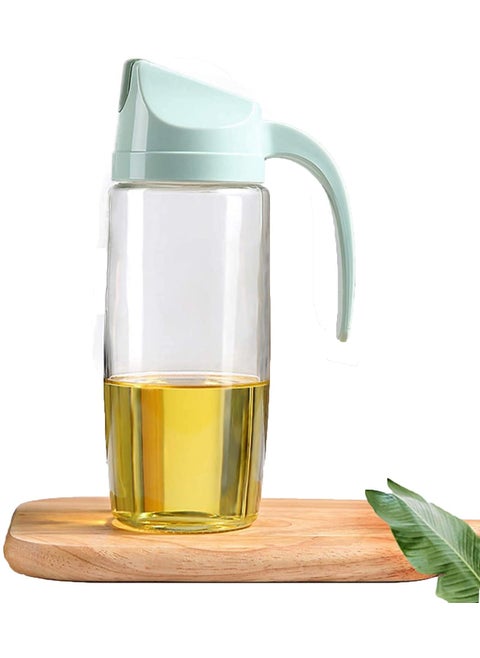 Wrixty Auto Flip Olive Oil Glass Bottle Leak Proof Condiment Container with Automatic Cap and Stopper Glass Bottles for Kitchen Cooking Transparent 600 ml Set of 1