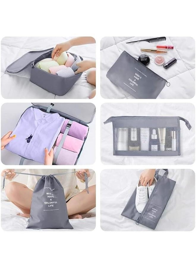 HOOKOR 8 Set Packing Cubes for Suitcases, Travel Luggage Packing Organizers with Laundry Bag, Compression Storage Shoe Bag, Clothing Underwear Bag, for Man & Women (Grey)  - Image 3