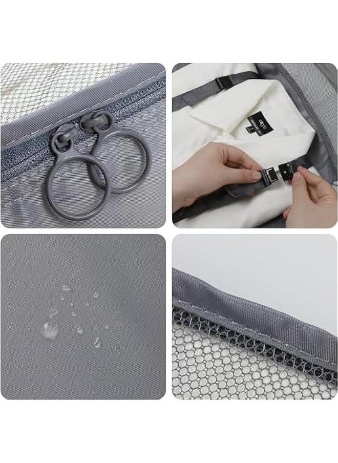 HOOKOR 8 Set Packing Cubes for Suitcases, Travel Luggage Packing Organizers with Laundry Bag, Compression Storage Shoe Bag, Clothing Underwear Bag, for Man & Women (Grey)  - Image 2