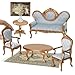 iLAND Victorian Dollhouse Furniture Set Doll House Furniture and Accessories Miniature Dollhouse Sofa with 112 Scale Accessories 8pcs Mothers Gift Wife Gift Bookshelf Dcor Gold Blue - Image 2