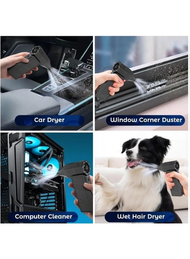 Rahnial Electric Air Duster 130000 RPM Handheld Turbo Jet Fan, Portable Cordless Blower for Car Cleaning, Laptop, Keyboard, Powerful Mini Air Blower Fan for Home, Camping and Outdoor Use - Image 2