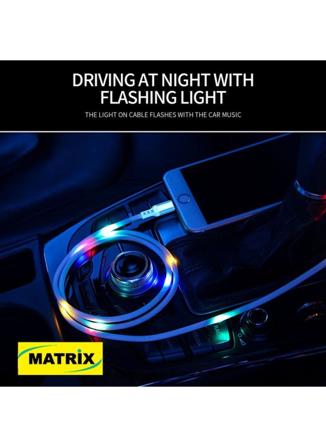 MATRIX MX120 Fast Charging USB-A to Type-C Cable with Voice Control and RGB LED Lights - 1.2M Cable Length - Black  - Image 5