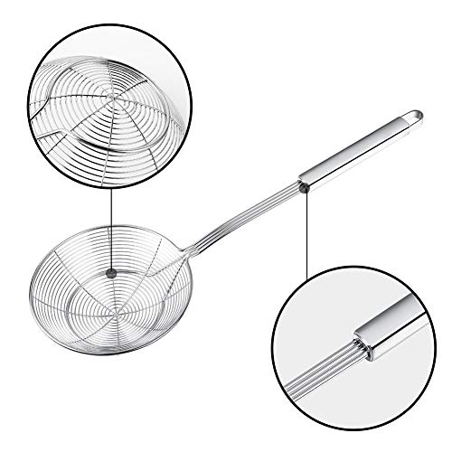 Swify Spider Strainer Skimmer, Swify Stainless Steel Asian Strainer Ladle Frying Spoon with Handle for Kitchen Deep Fryer, Pasta, Spaghetti, Noodle, 5.5 Inch - Image 3