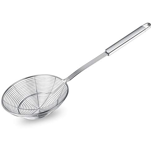Swify Spider Strainer Skimmer, Swify Stainless Steel Asian Strainer Ladle Frying Spoon with Handle for Kitchen Deep Fryer, Pasta, Spaghetti, Noodle, 5.5 Inch - Image 1