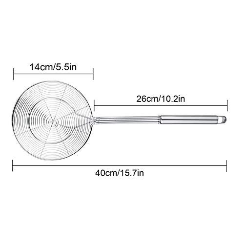 Swify Spider Strainer Skimmer, Swify Stainless Steel Asian Strainer Ladle Frying Spoon with Handle for Kitchen Deep Fryer, Pasta, Spaghetti, Noodle, 5.5 Inch - Image 5