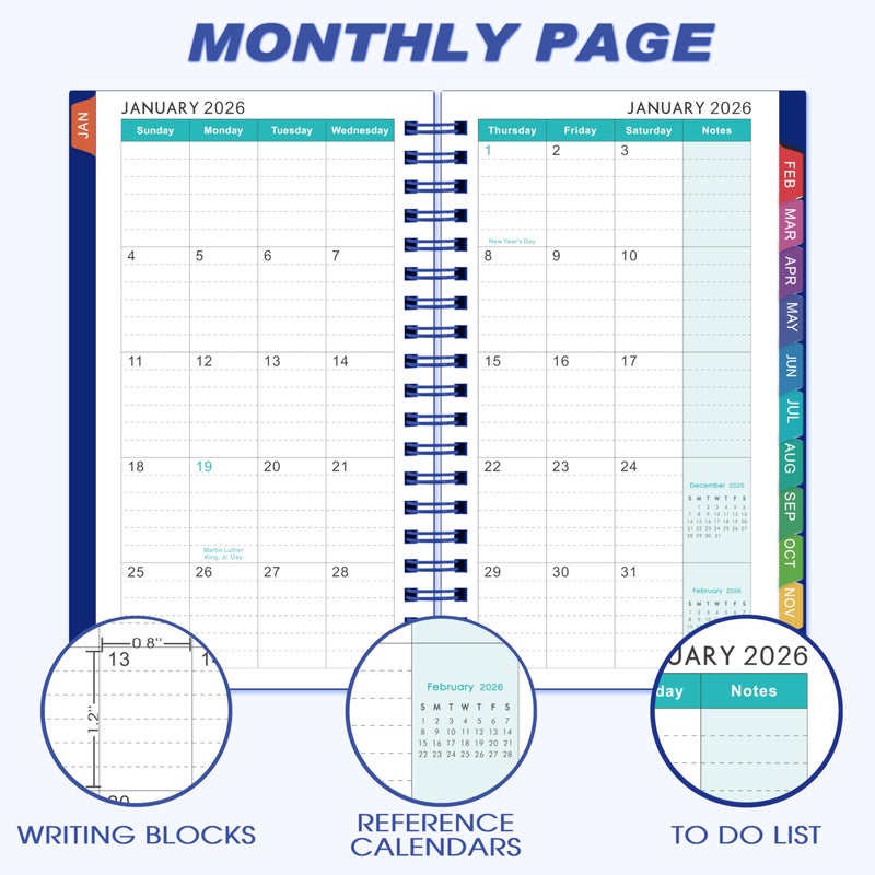Lemome 2026 Pocket Calendar/Planner - 2026 Weekly & Monthly Pocket Planner for Purse, Jan. 2026 - Dec. 2026, 6.8" x 4.1", Strong Twin - Wire Binding, Plastic Cover - Image 5