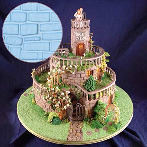 Qicfrk 10 Set Fondant Impression Mat Mold Lace Embossing Mat Tree Bark/Brick Wall/Flower/Stone Wall Fondant Impression Mats Texture Design for Cupcake Border Decoration - Image 5
