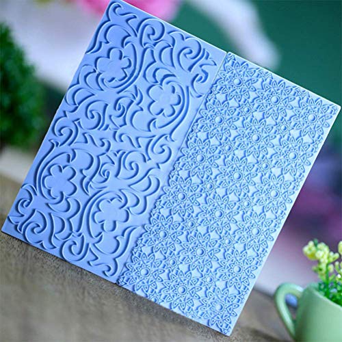 Qicfrk 10 Set Fondant Impression Mat Mold Lace Embossing Mat Tree Bark/Brick Wall/Flower/Stone Wall Fondant Impression Mats Texture Design for Cupcake Border Decoration - Image 4