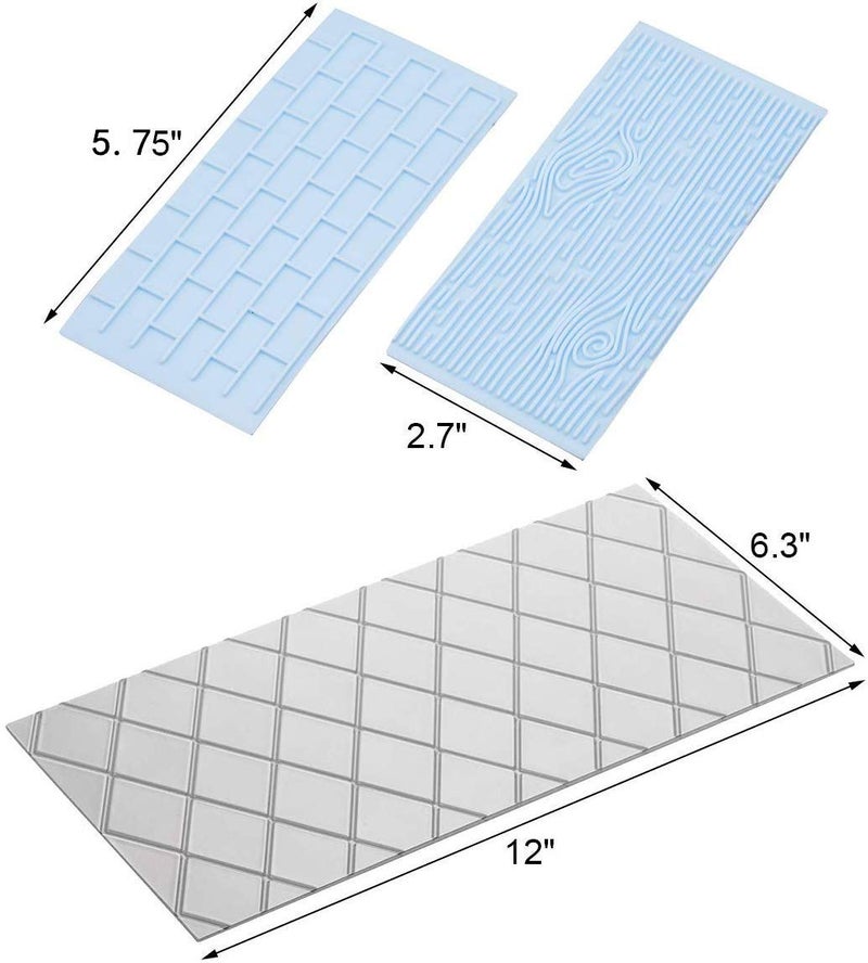 Qicfrk 10 Set Fondant Impression Mat Mold Lace Embossing Mat Tree Bark/Brick Wall/Flower/Stone Wall Fondant Impression Mats Texture Design for Cupcake Border Decoration - Image 2