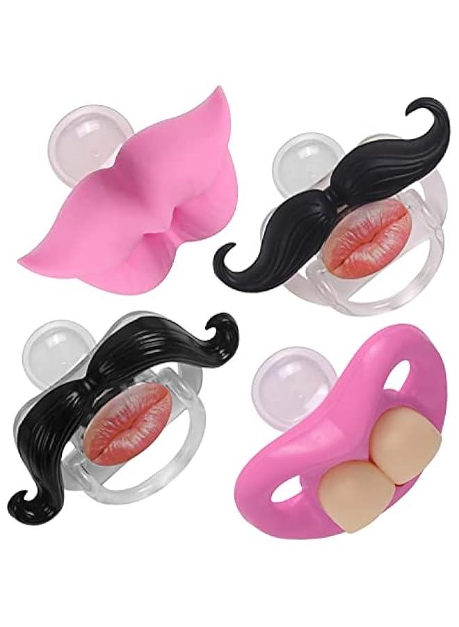 4 Pack Silicone Pacifier Toddler Orthodontic Pacifier - Cute Mustache Pacifier BPA Free Pacifier - Image 1