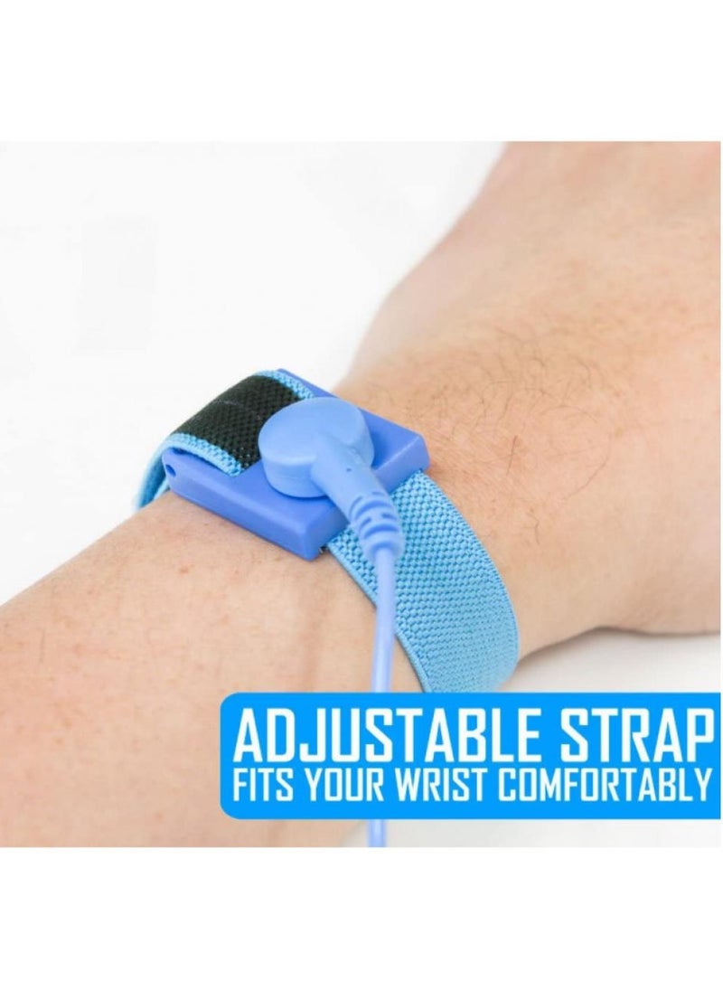 AIWANTO Anti Static Wrist Strap 5 Pack Yellow, Adjustable ESD Wrist Band Fits Your Wrist Comfortably. Grounding Bracelet  - Image 3