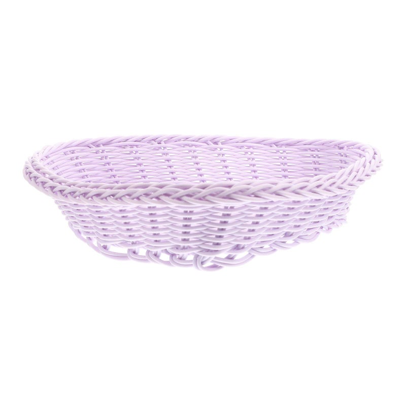 Light Purple Heart Shaped Storage Basket with Handle Rattan Woven Snack Holder Organizer - Image 2
