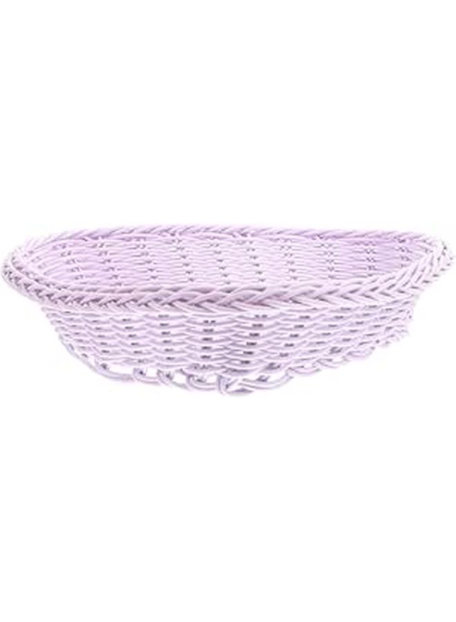 Light Purple Heart Shaped Storage Basket with Handle Rattan Woven Snack Holder Organizer - Image 1